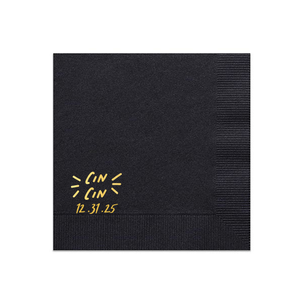 Pasta Party 'cin Cin' Napkin, Gold Foil 