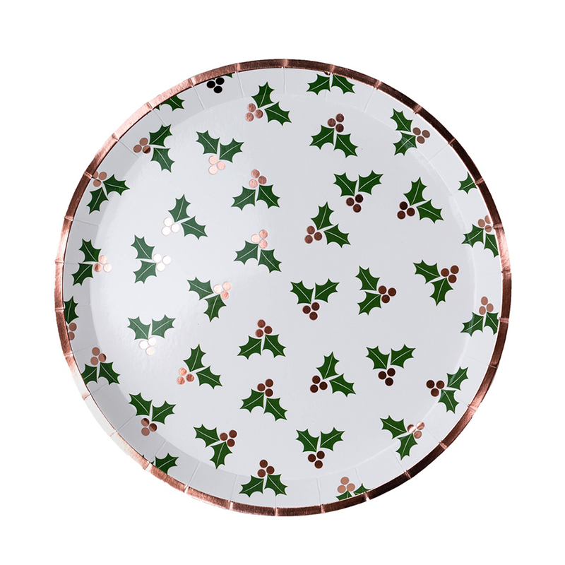 Holly Print Dinner Plates, Set of 8