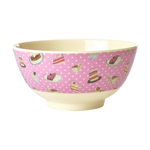 Medium Melamine Bowl - Pink - Sweet Cake Print