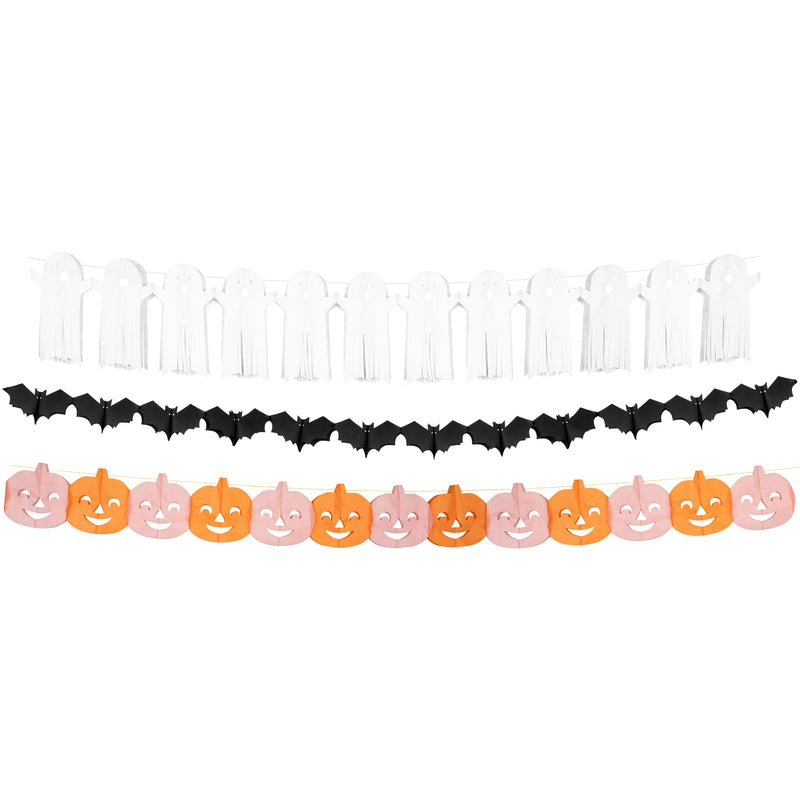 Tissue Paper Halloween Garlands, Pack of 3