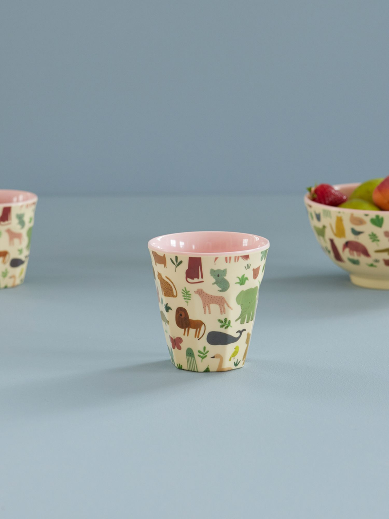 Medium Melamine Cup - Pink - Sweet Jungle Print