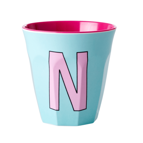 Melamine Cup - Medium with Alphabet in Pinkish Colors | Letter N