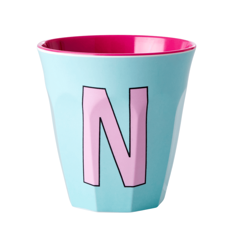 Melamine Cup - Medium with Alphabet in Pinkish Colors | Letter N