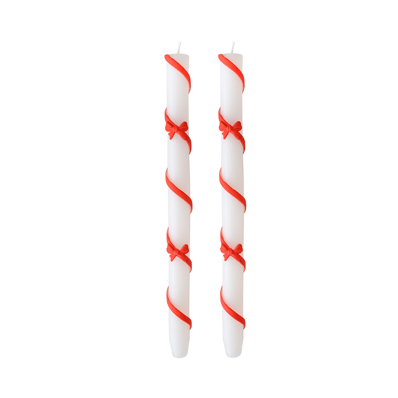 Ribbon Bow Taper Candle Set - 3 Color Options, Jollity & Co