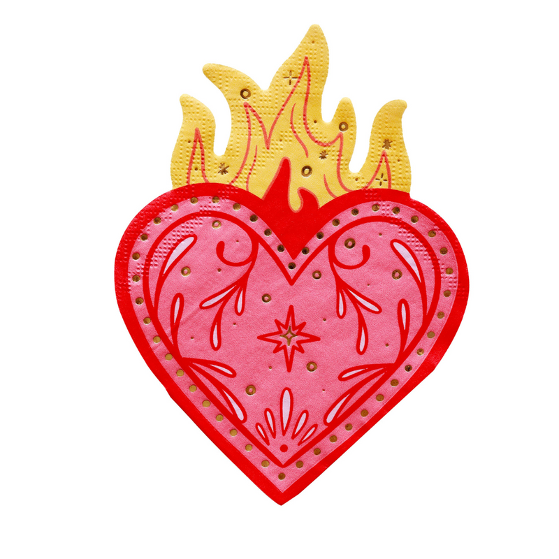 Queens Flaming Hearts Large Napkins, Set of 16