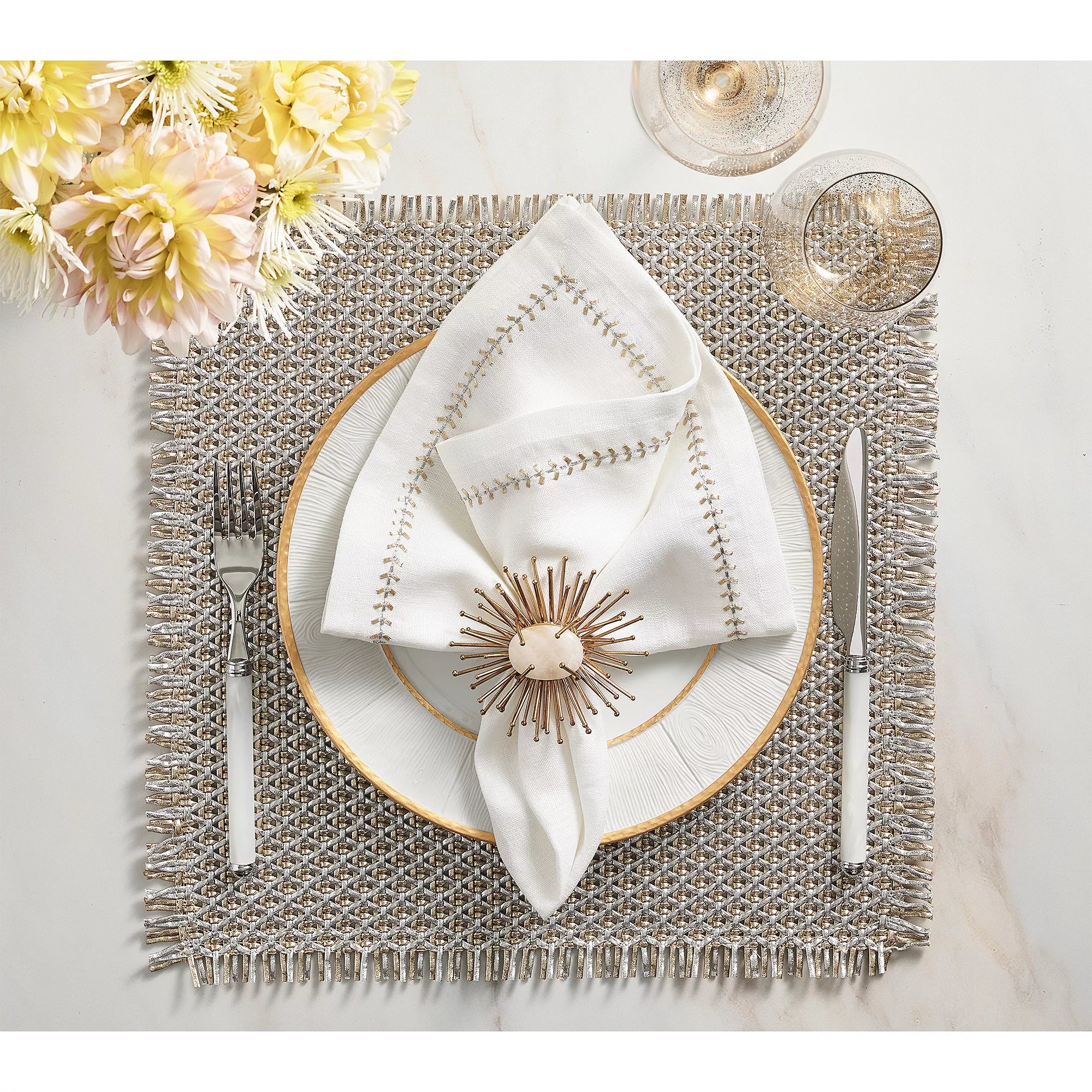 Kim Seybert Fringe Placemat in Gold and Silver