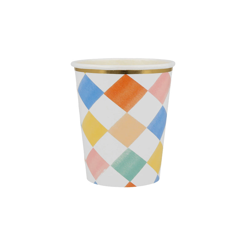 Colorful Pattern Cups, Assorted Pack of 8