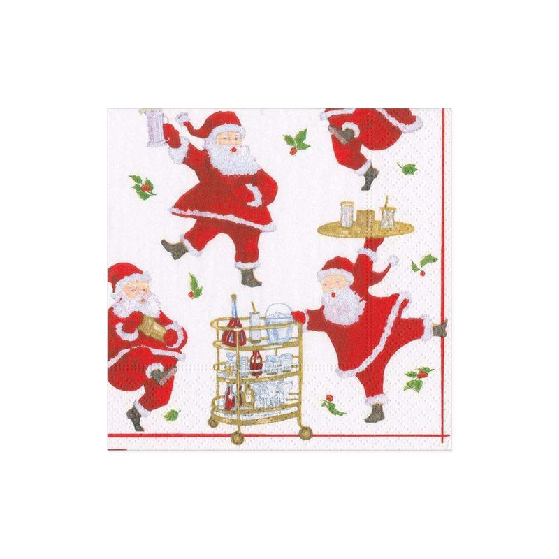 Cocktails with Santas Boxed Paper Cocktail Napkins - 40 Per Box