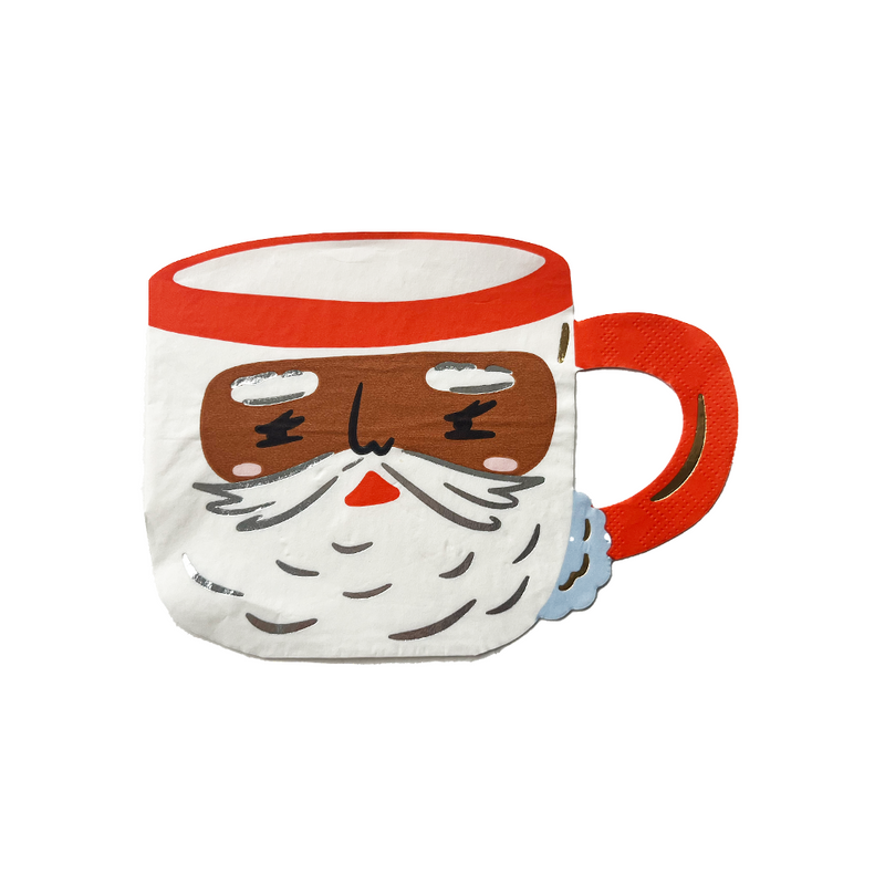 Baking Spirits Bright Brown Santa Mug Large Napkins, Pack of 16