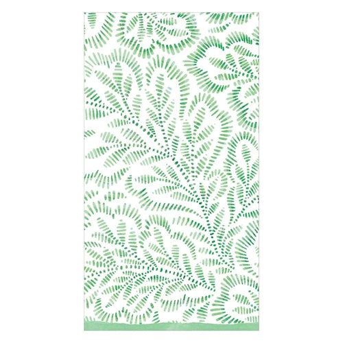 Block Print Leaves Paper Guest Towel Napkins in Green - 15 Per Package