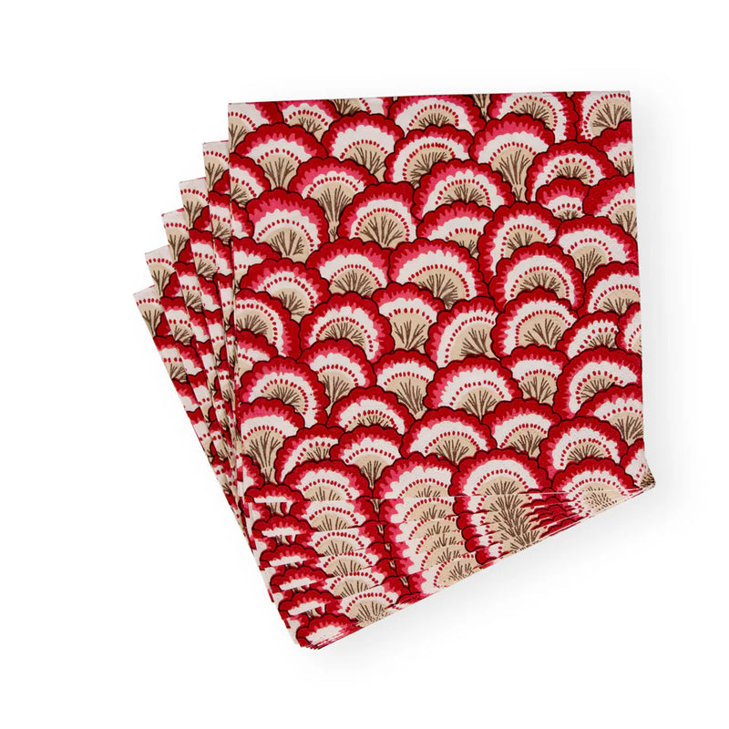 Pontchartrain Scallop Red Luncheon Napkins - 20 Per Package