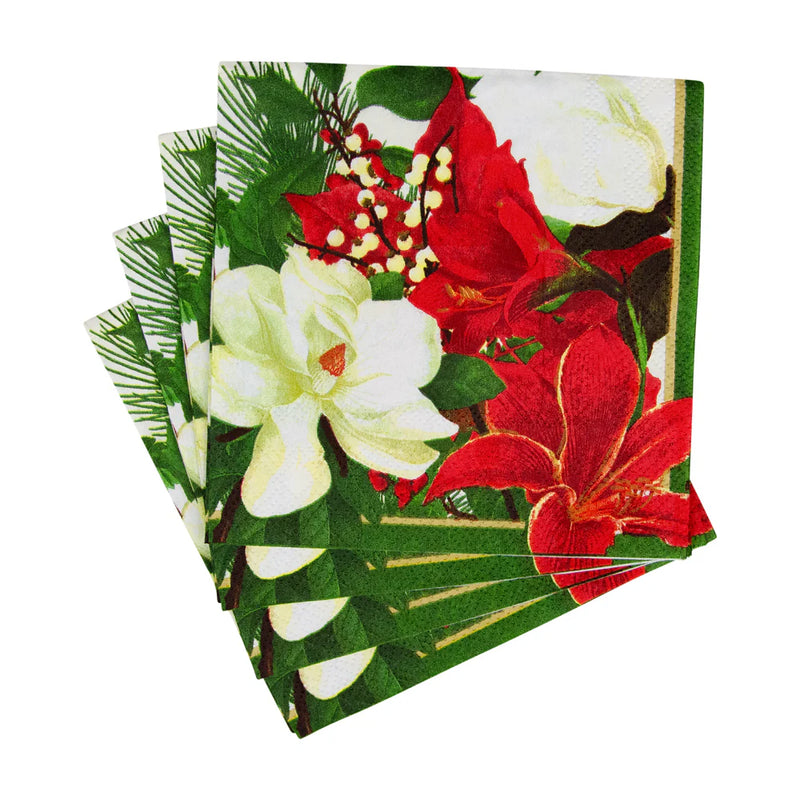 Christmas Garden Boxed Cocktail Napkins - 40 Per Box