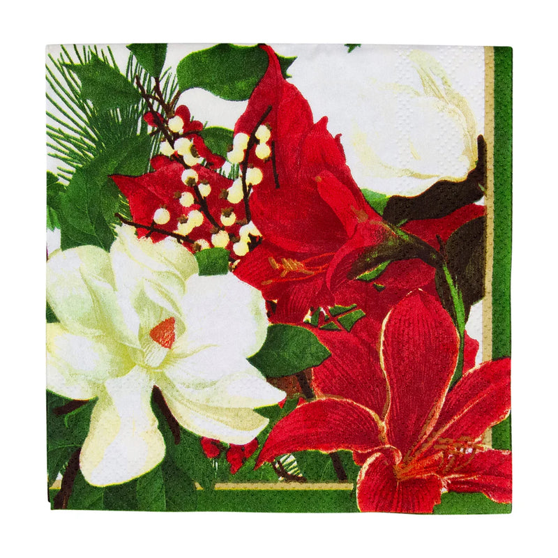 Christmas Garden Boxed Cocktail Napkins - 40 Per Box