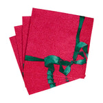 Tied With A Bow Red & Spruce Luncheon Napkins - 20 Per Package