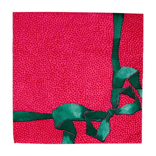 Tied With A Bow Red & Spruce Luncheon Napkins - 20 Per Package