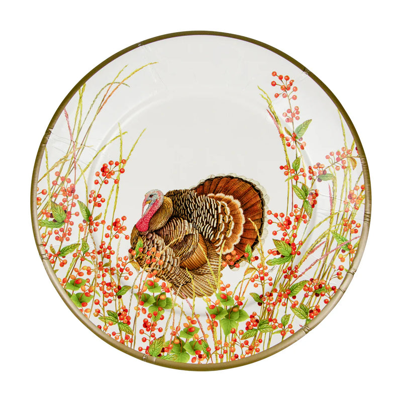 Turkey And Berries Dinner Plates - 8 Per Package