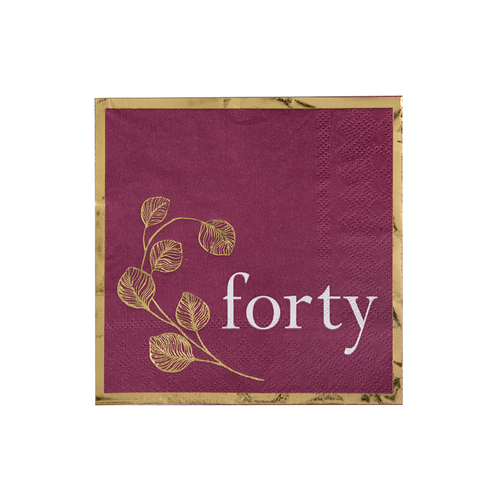 Mauve 40th Cocktail Napkins, Pack of 20