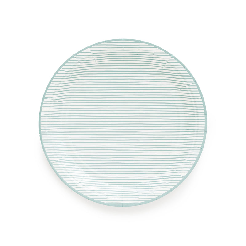 Blue Stripe Small Paper Plates, Set of 8