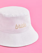 Beige Bride Bucket Hat - Embroidered Cotton Hat