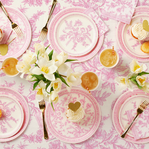 Pink Toile Paper Tablecloth | Paperless Post Party Shop