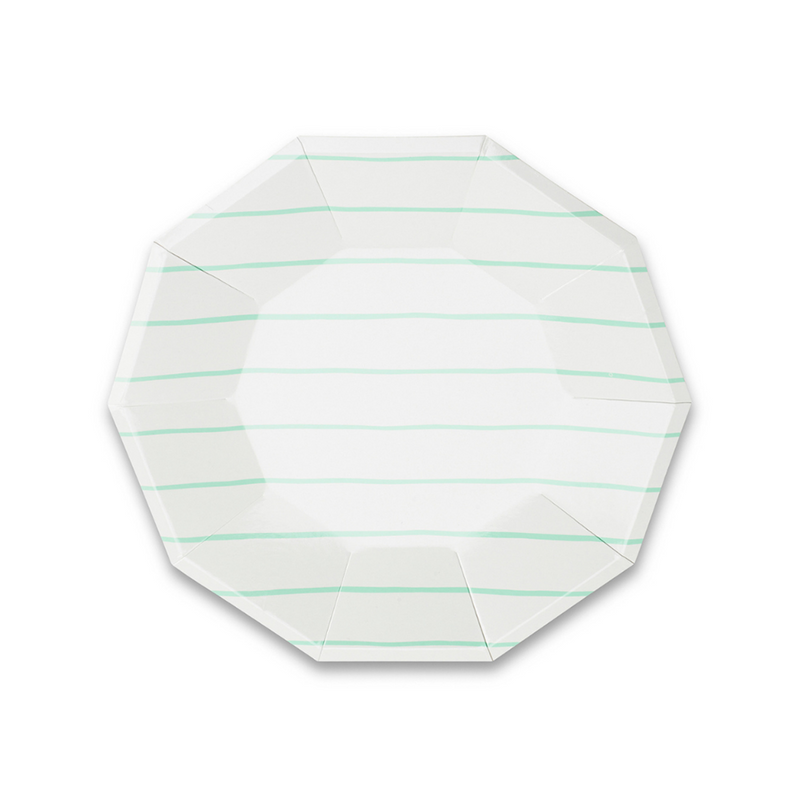 Mint Frenchie Striped Small Plates, Pack of 8