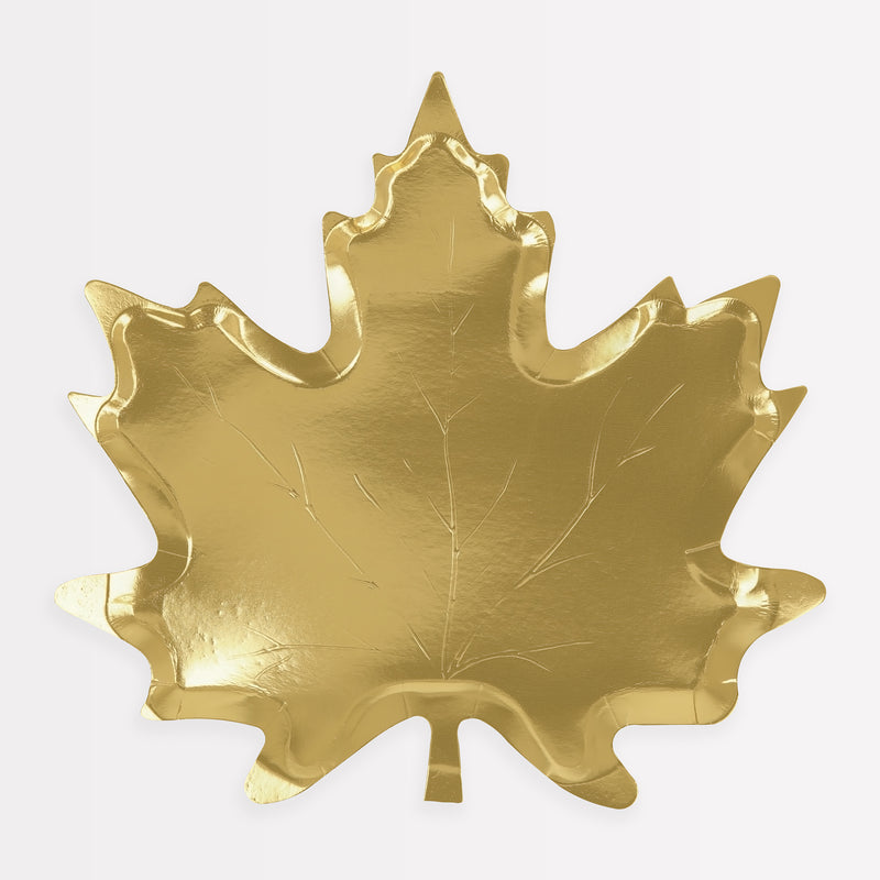 Gold Maple Leaf Plates, Pack of 8