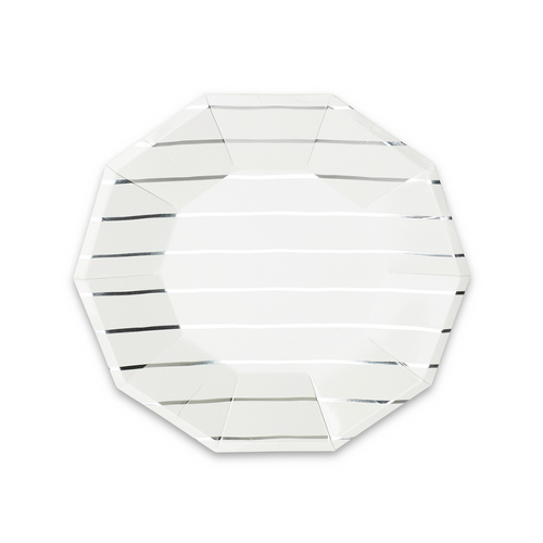 Silver Frenchie Striped Small Plates, Pack of 8