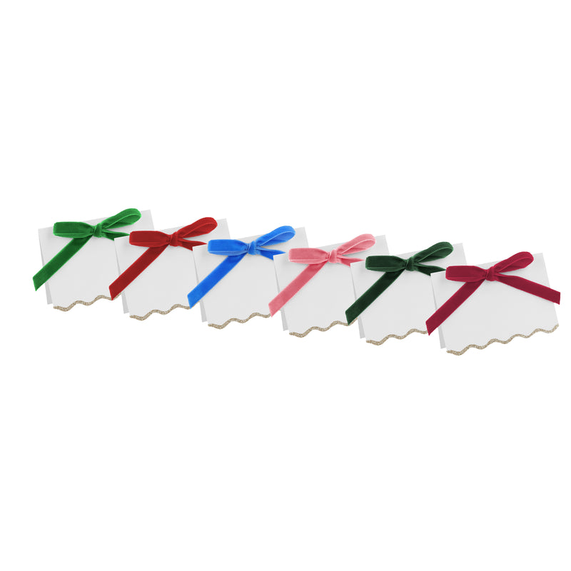 Thanksgiving Velvet Bow Place Cards, Pack of 6