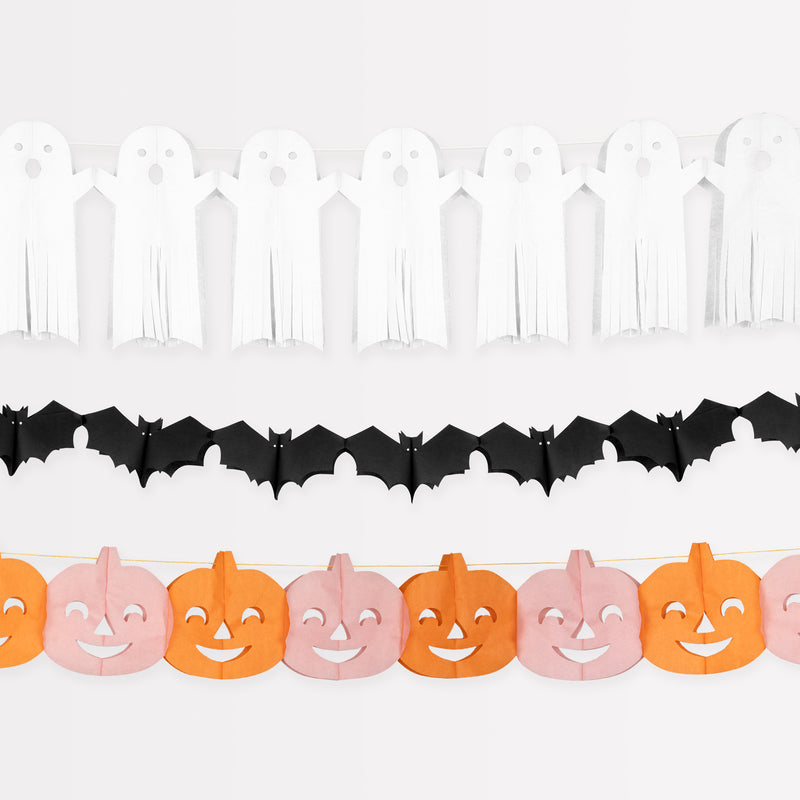 Tissue Paper Halloween Garlands, Pack of 3