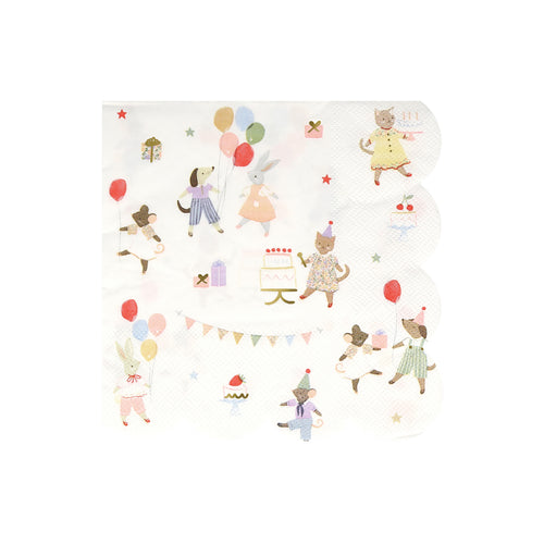 Animal Friends Large Napkin, Set of 16