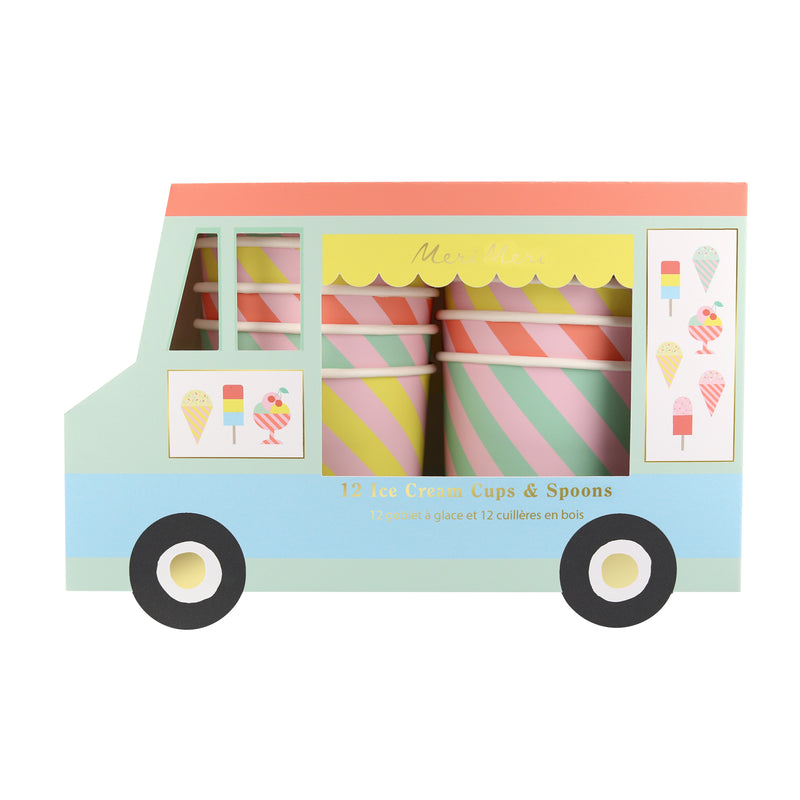 Ice Cream Tubs & Spoons, Pack of 12
