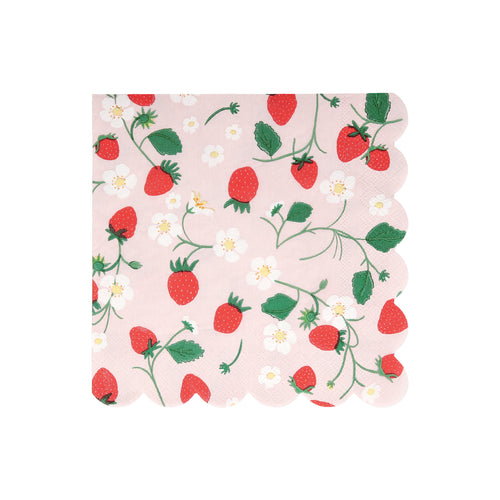 Strawberry Pattern Large Napkins, Set of 16