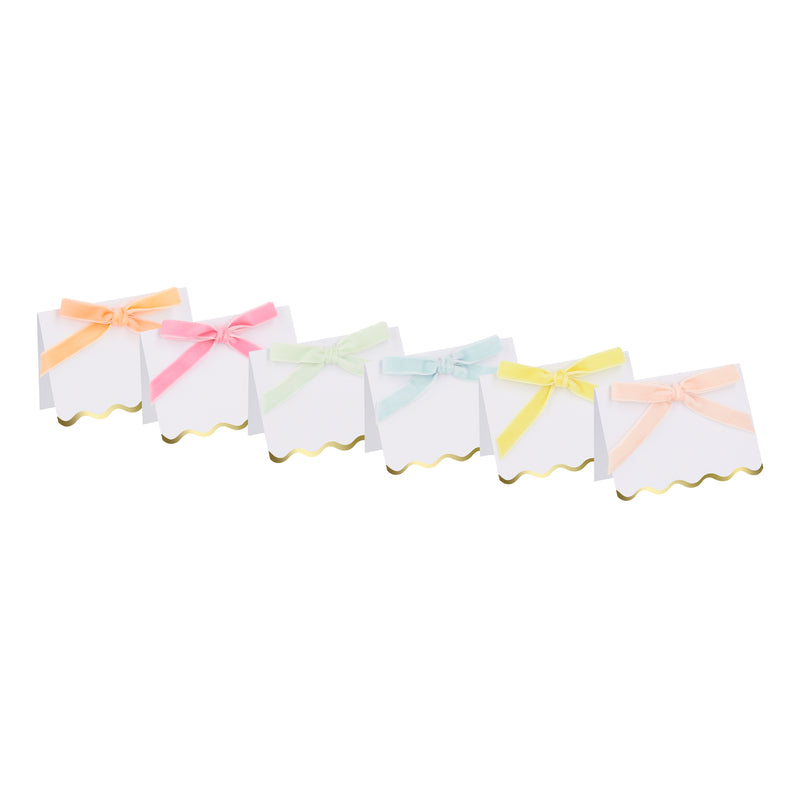 Pastel Velvet Bow Placecards, Pack of 6