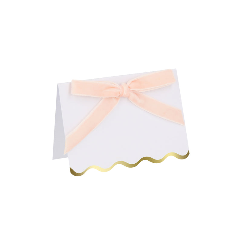 Pastel Velvet Bow Placecards, Pack of 6