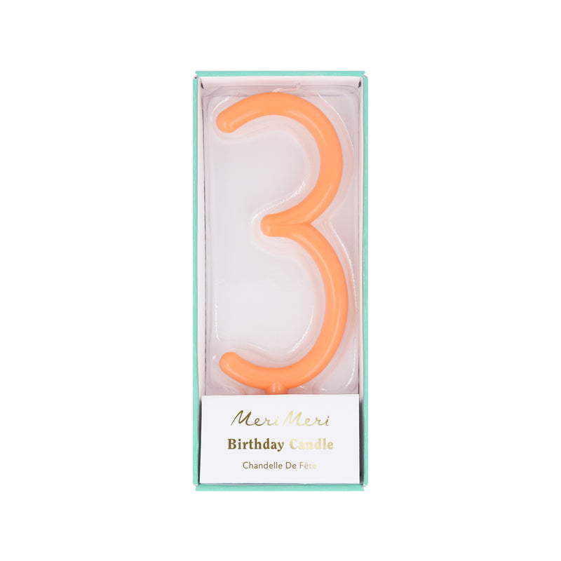 Large Slim Number 3 Candle