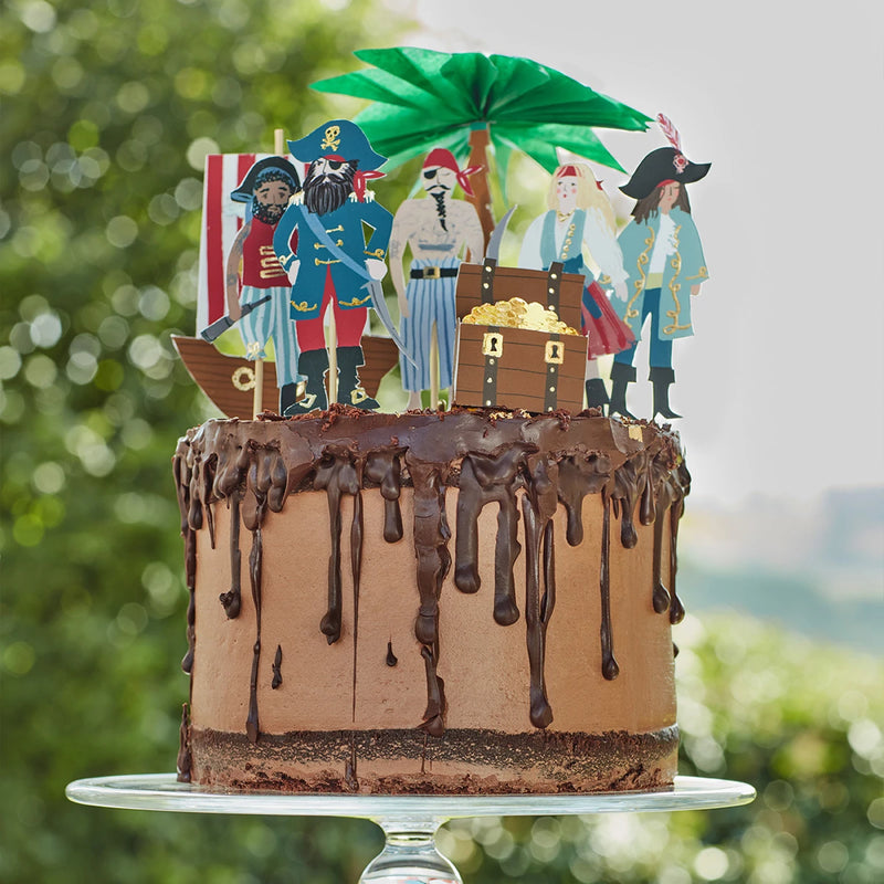 Pirates & Palm Tree Cake Toppers, Pack of 7 