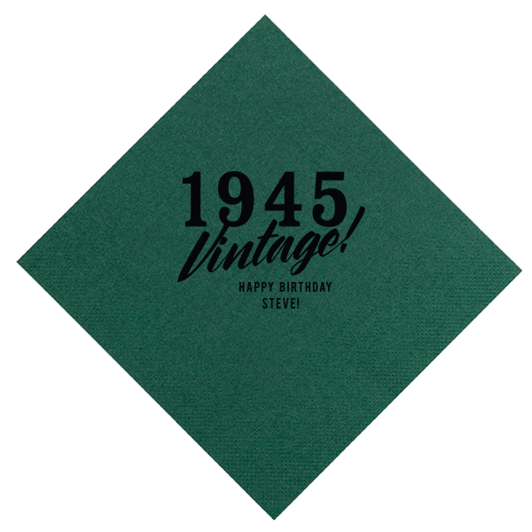 Vintage Birthday Custom Napkin, Black Foil