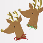 Reindeer with Raffia Bow Plates, Pack of 8