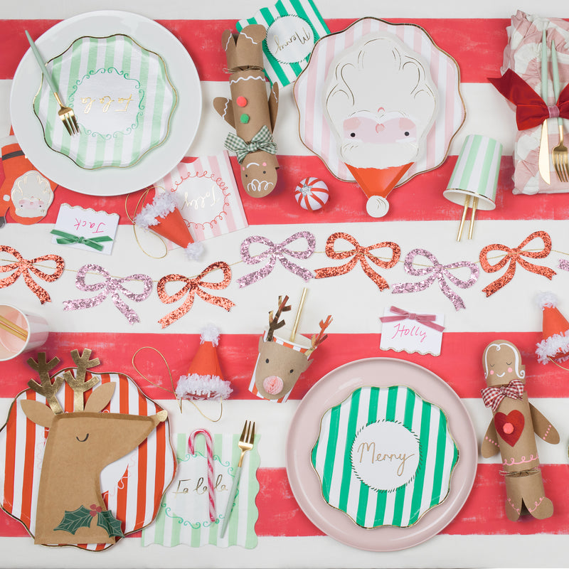 Red & Pink Glitter Bow Garland