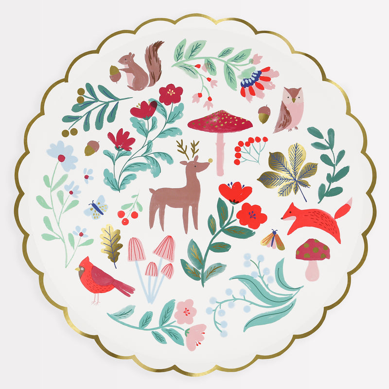 Winter Woodland Large Plate, Pack of 8