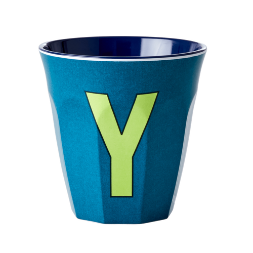 Melamine Cup - Medium with Alphabet in Bluish Colors | Letter Y
