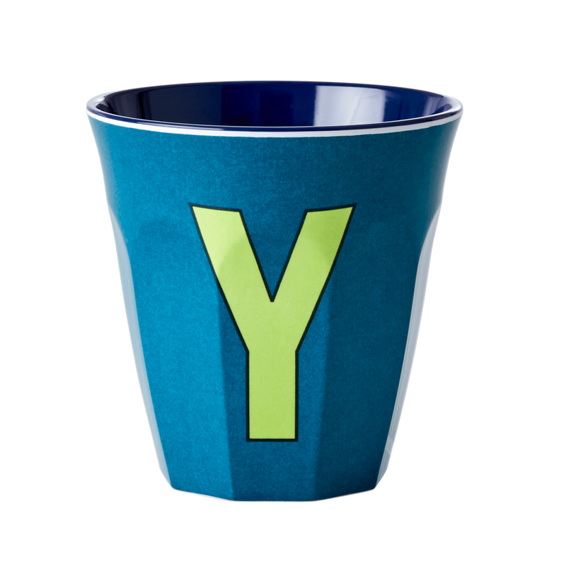 Melamine Cup - Medium with Alphabet in Bluish Colors | Letter Y