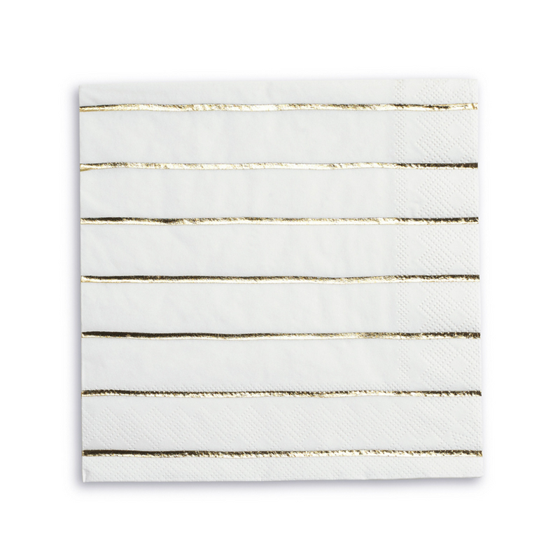 Gold Frenchie Striped Large Napkins, Pack of 16