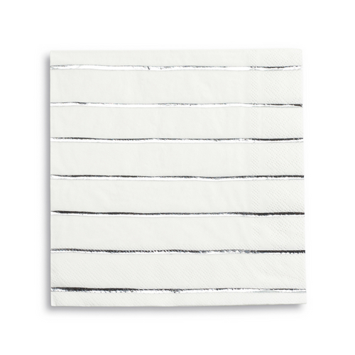 Silver Frenchie Striped Large Napkins, Pack of 16