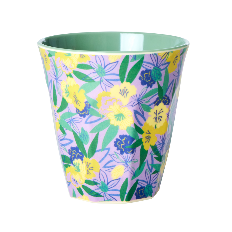 Medium Melamine Cup - Purple - Fancy Pansy Prints