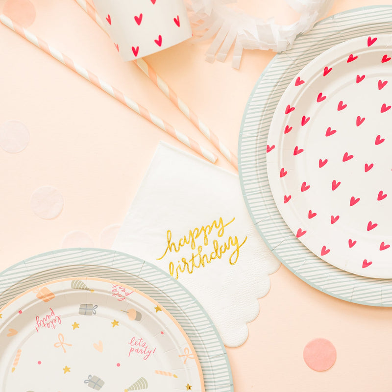 Birthday Party Small Paper Plates, Set of 8