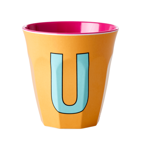 Melamine Cup - Medium with Alphabet in Pinkish Colors | Letter U