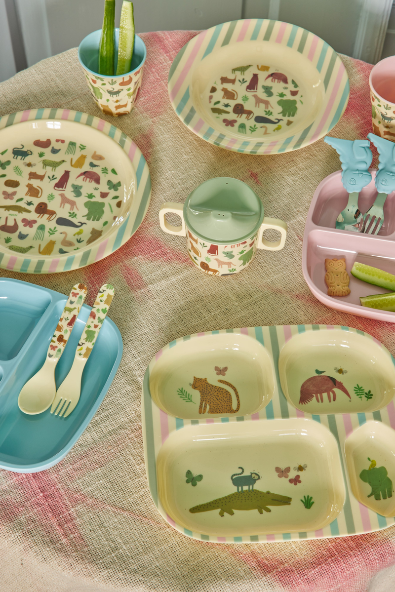 Melamine Baby Dinner Set in Gift Box - Sweet Jungle Print - 4 pcs.