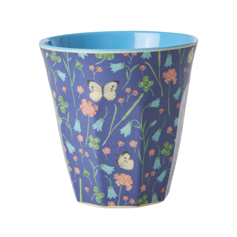 Medium Melamine Cup - Blue - Butterfly Field Print