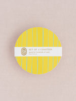 Lemon Sorbet Stripe Coasters, Set of 4